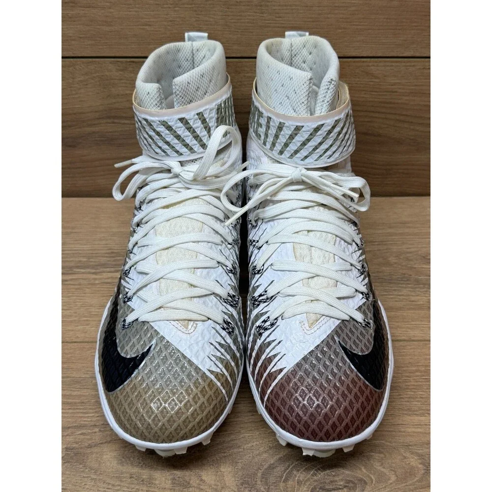 Nike Lunarbeast Elite TD Football Cleats Men's Size 9 White Silver 779422-100